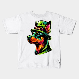 German Pinscher Celebrates Saint Patrick's Day Fun Kids T-Shirt